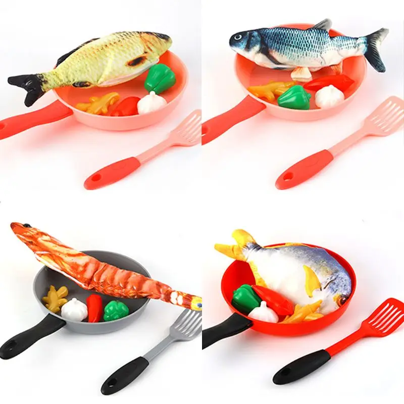 

Electric Wagging Fish Play House Set Interactive Pets Chew Bite Fish Flopping Cat Toy Fish Shape Doll Pets Pillow