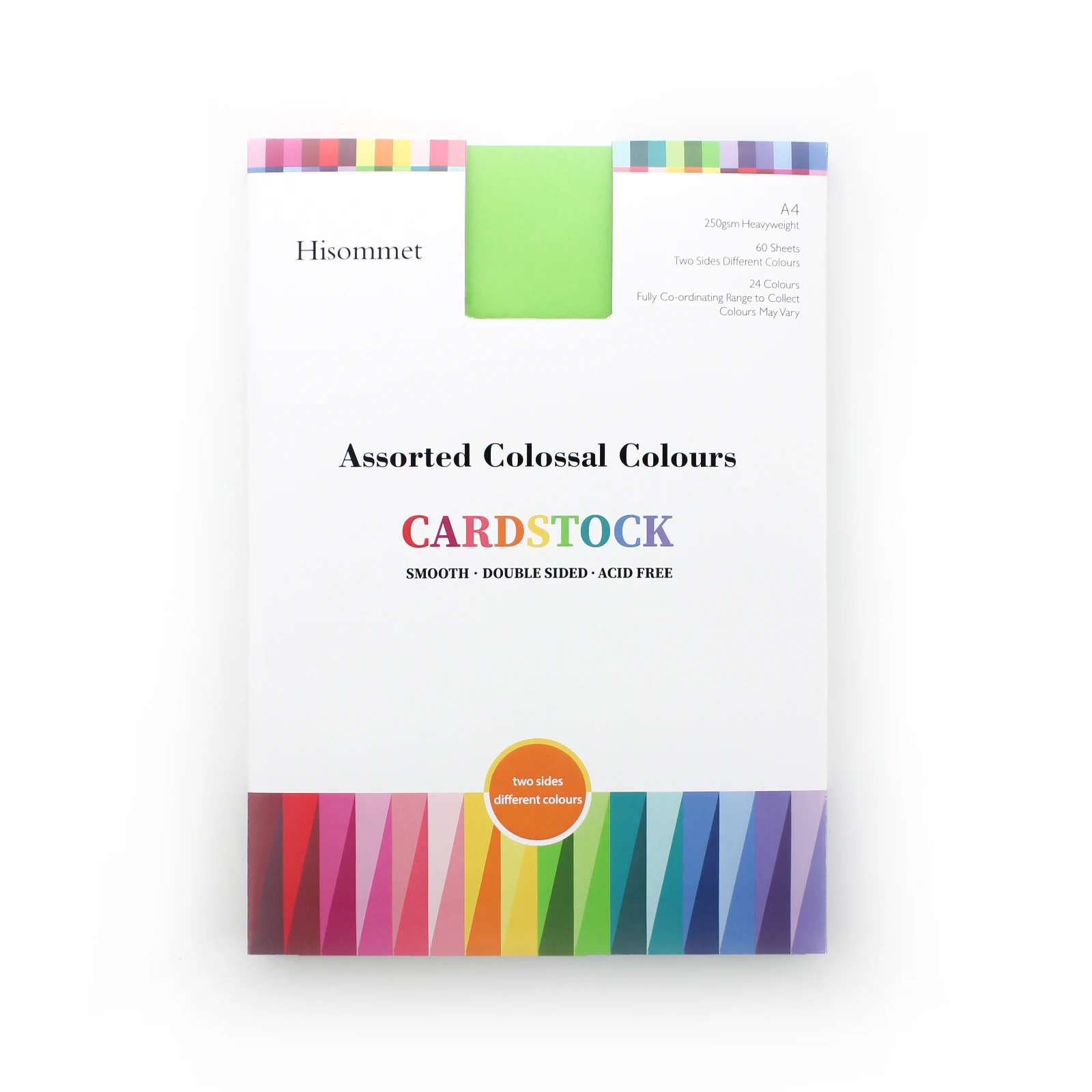 60 Sheets Hisommet Cardstock Paper 24 Colors 250gsm A4 Smooth Double