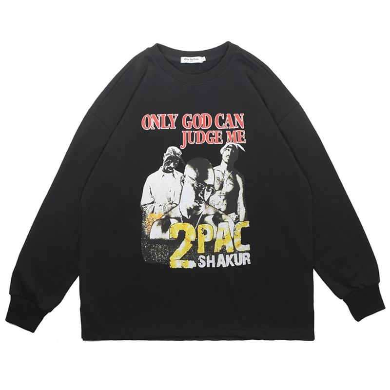 Винтажная футболка с длинным рукавом и графическим рисунком Tupac 2pac Мужская в