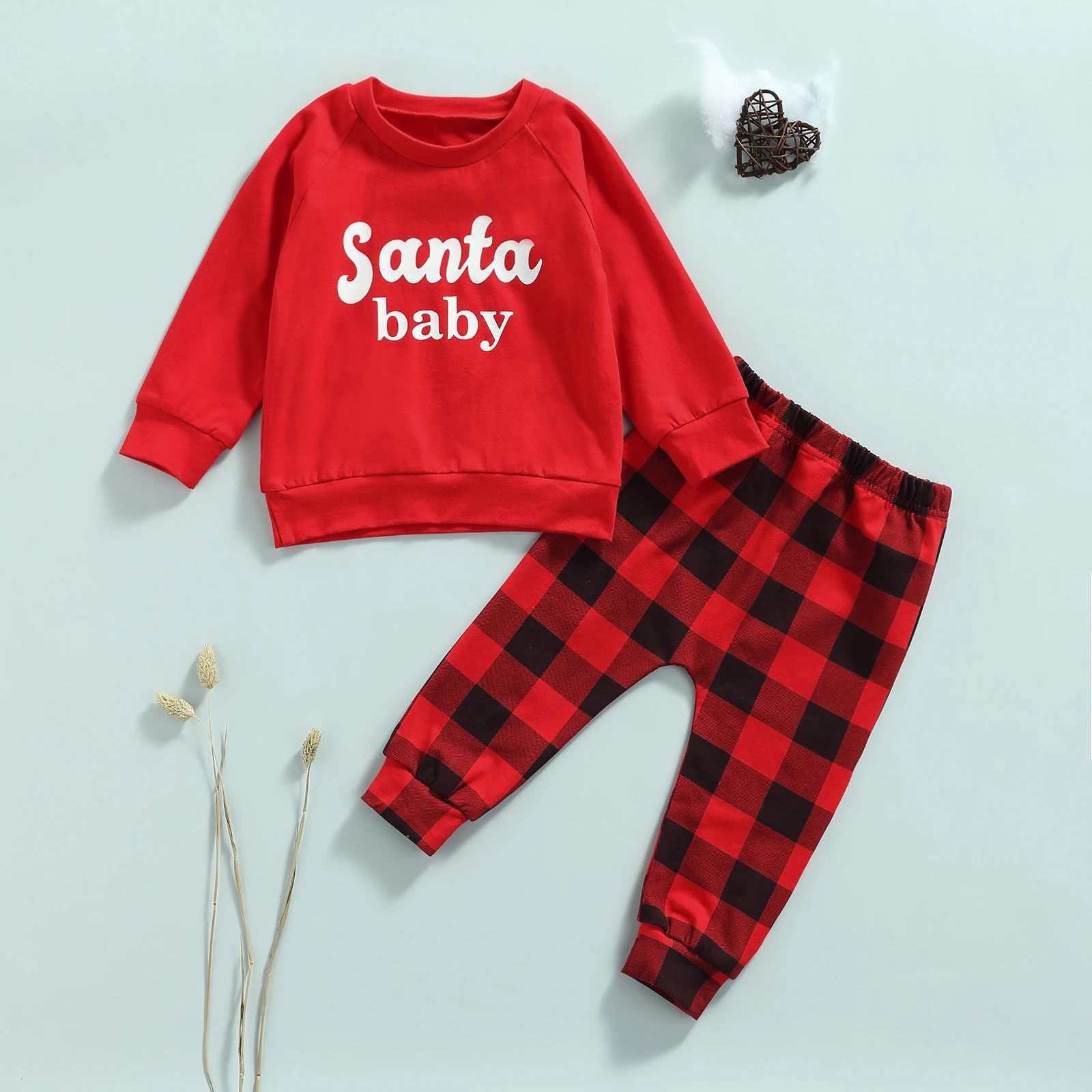 Комплект Рождественский из 2 предметов свитшот с длинным рукавом и буквенным