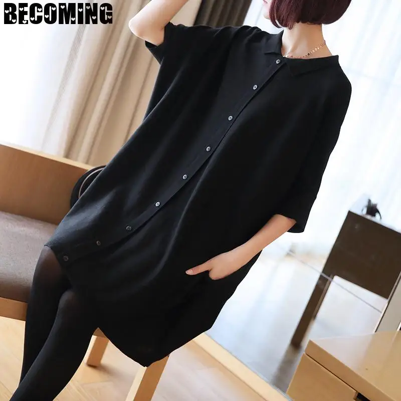 

Spring Pregnant Sweater Dress Women Loose Knitwear Maternity Clothes Big Size Cotton Pregant Cardigan Maternity Knited Dress