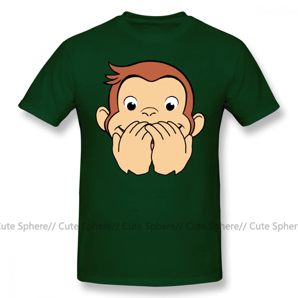Футболка «Curious Джордж», футболка «без рта», Пляжная Мужская футболка, футболка большого размера из 100 хлопка с коротким рукавом и принтом - Цвет: Dark Green