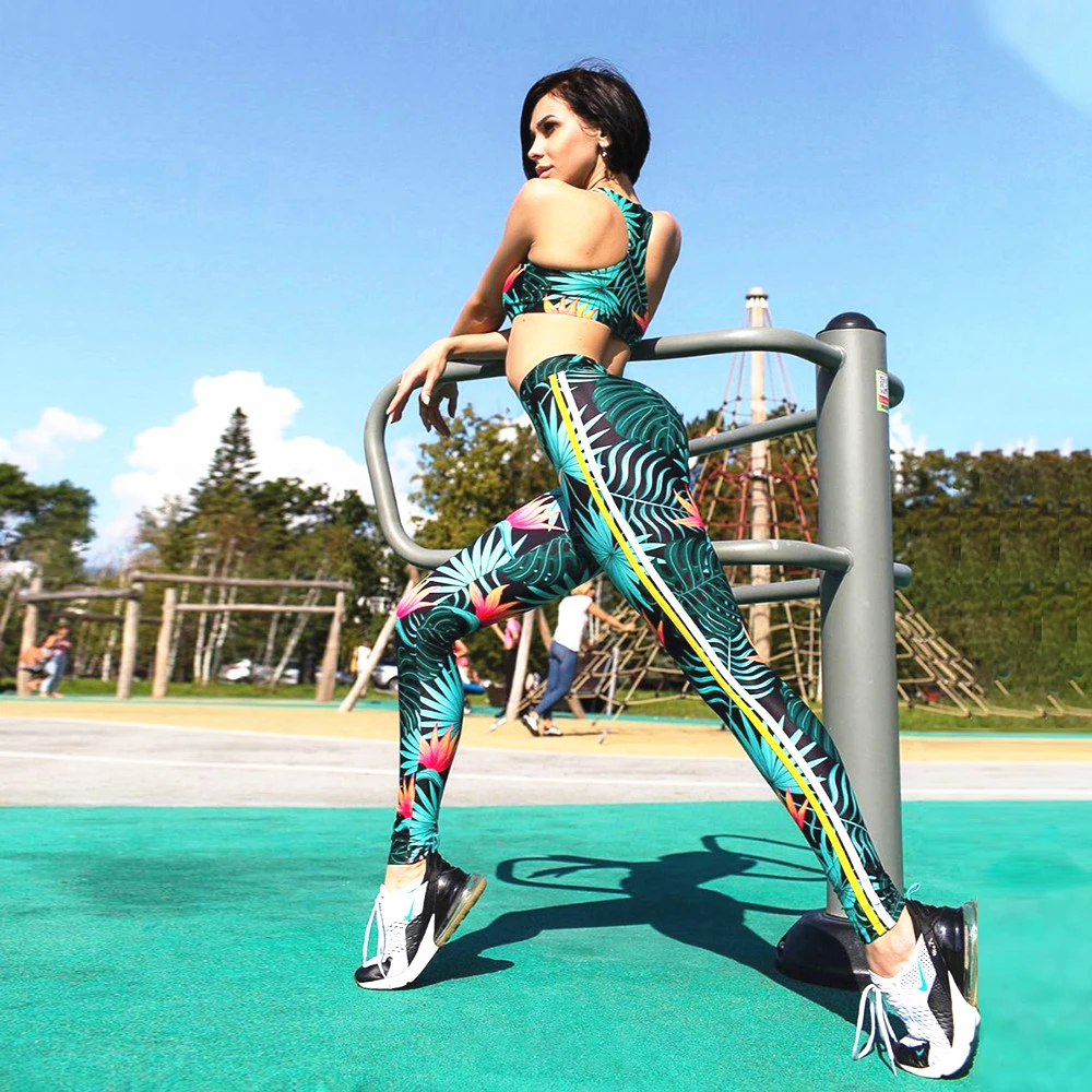 Женский комплект из 2 предметов для йоги спортивная одежда фитнеса бюстгальтер с