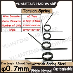 10Pcs Wire Diameter 0.7mm 3/6/9Coils Spring Steel V-spring Torsion Torsion Springs Hairpin Spring 180/120/90/60 Degree