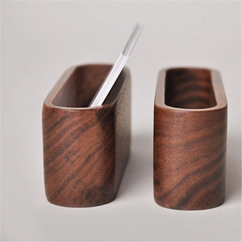 

3 Pieces Wooden Business Card Holder Desk Business Card Holder Wood Card Case for Office Supplies, Dark Brown