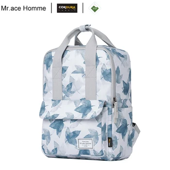 

Mr.ace Homme Blue Maple Leaf Printing Square Backpack Women Waterproof Polyester School Backpack Boy Laptop College Bag For Girl