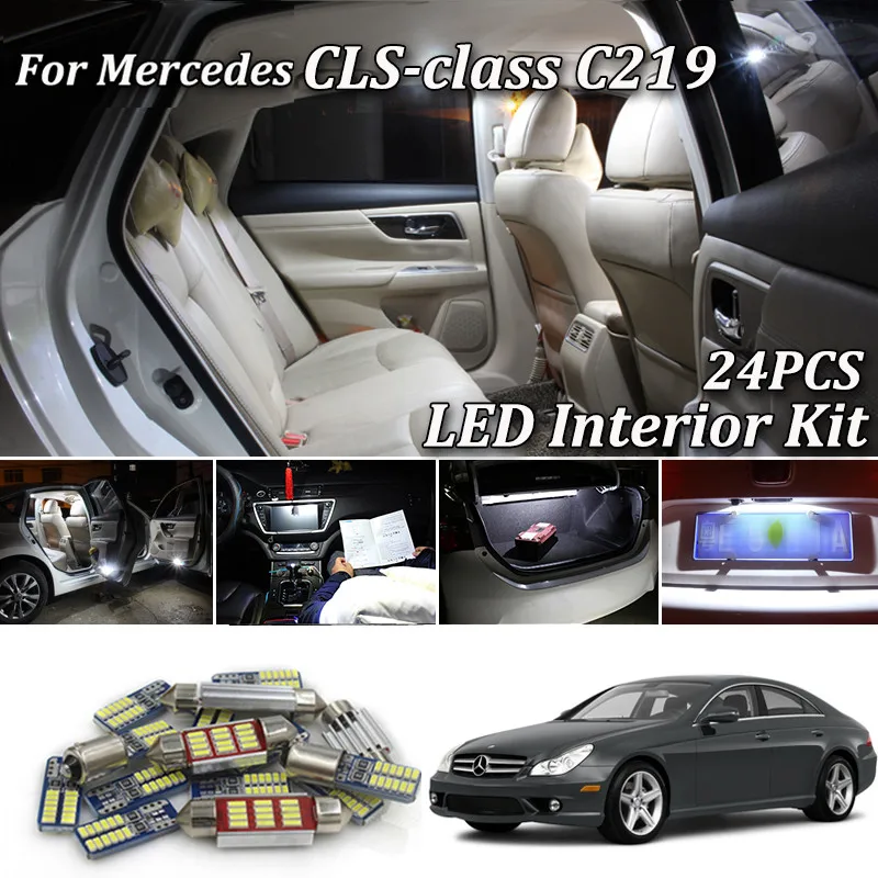 24 шт. светодиодный светильник canbus без ошибок для Mercedes-Benz CLS C219 CLS500 CLS550 CLS55 AMG CLS63 2006-2010
