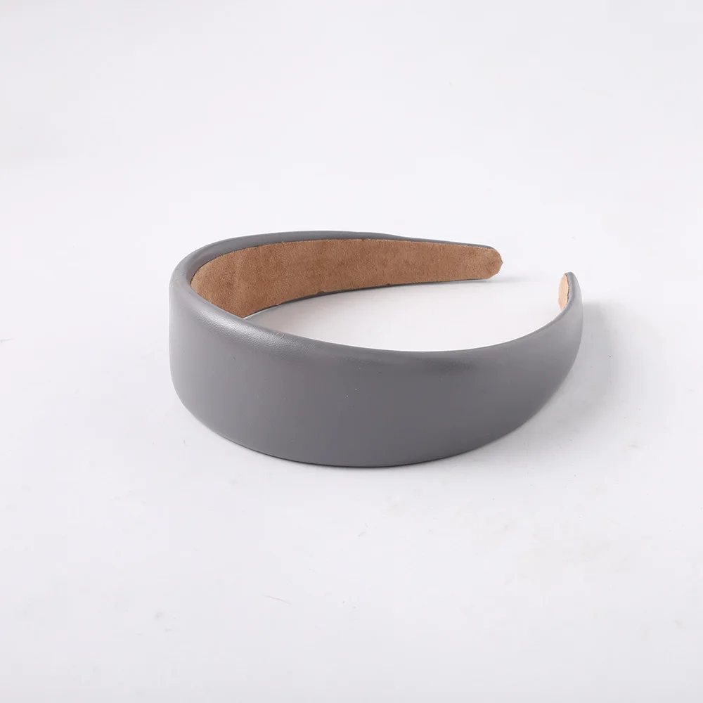 silver gray New Pu Leather Fashion Hairband Headband Women Hair Head Hoop Bands Accessories For Girls Hairbands Headdress Scrunchy Headwear - Цвет: silver gray
