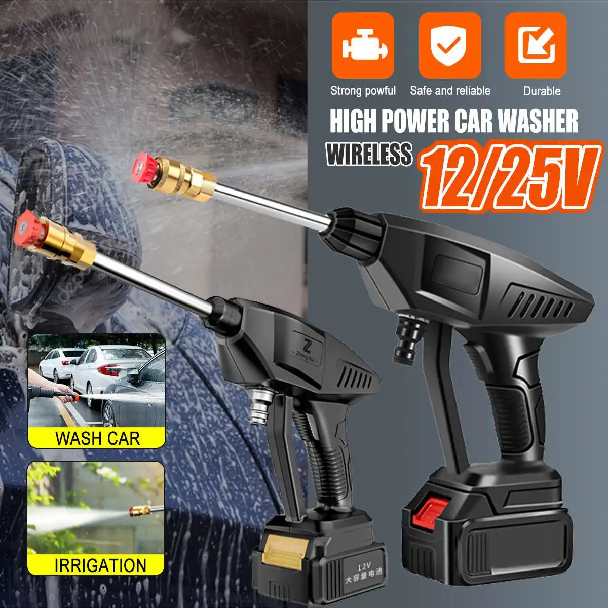 15000mA 30Bar Cordless High Pressure Cleaner Portable Rechargeable Electric Car Washer Water Gun Auto Spray Kit Car Wash Machine car wash gun