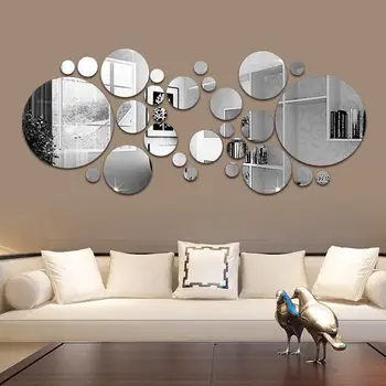 

30Pcs Acrylic 3D Mirror Wall Stickers Round Wall Decor DIY Wall Stickers Bedroom Kitchen Home Room Decoration Wall Decor Art