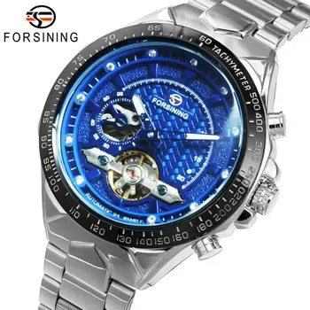 

FORSINING Military Tourbillon Watch Men Luxury Skeleton Automatic Mechanical Wristwatch Steel Strap Classic Business Male Clock