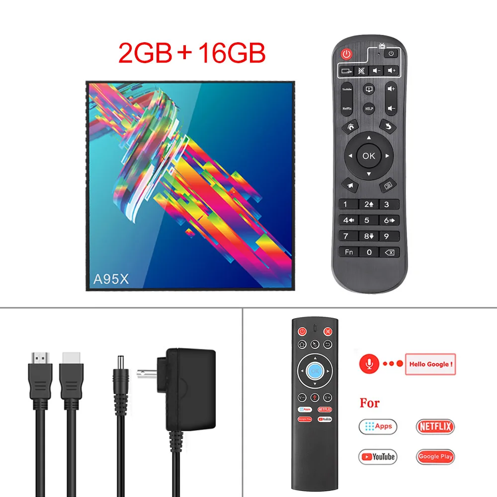 2GB 16GB with T1 Android 9,0 ТВ приставка 4 Гб ОЗУ 64 Гб Rockchip RK3318 4K 60fps Google плеер магазин Netflix Youtube телеприставка A95X R3 PK H96 Max - Color: 2GB 16GB with T1