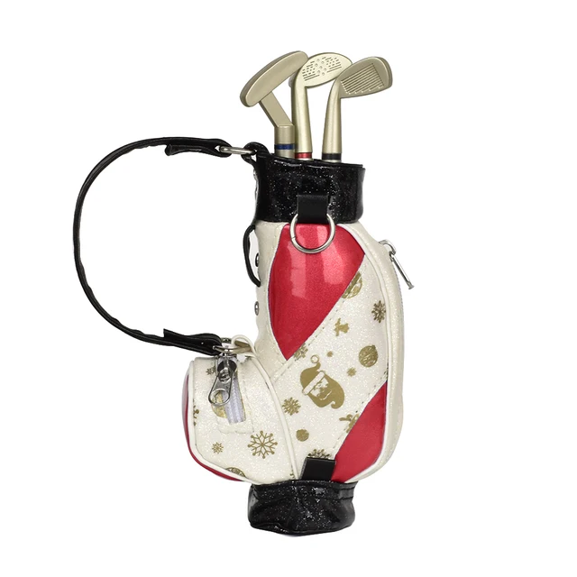 Mini Golf Pens Holder with 3 Color Pens for Desktop Decoration Bag Golf Gift for Golfer Coworker Fanatic Fans Father 's Day Red
