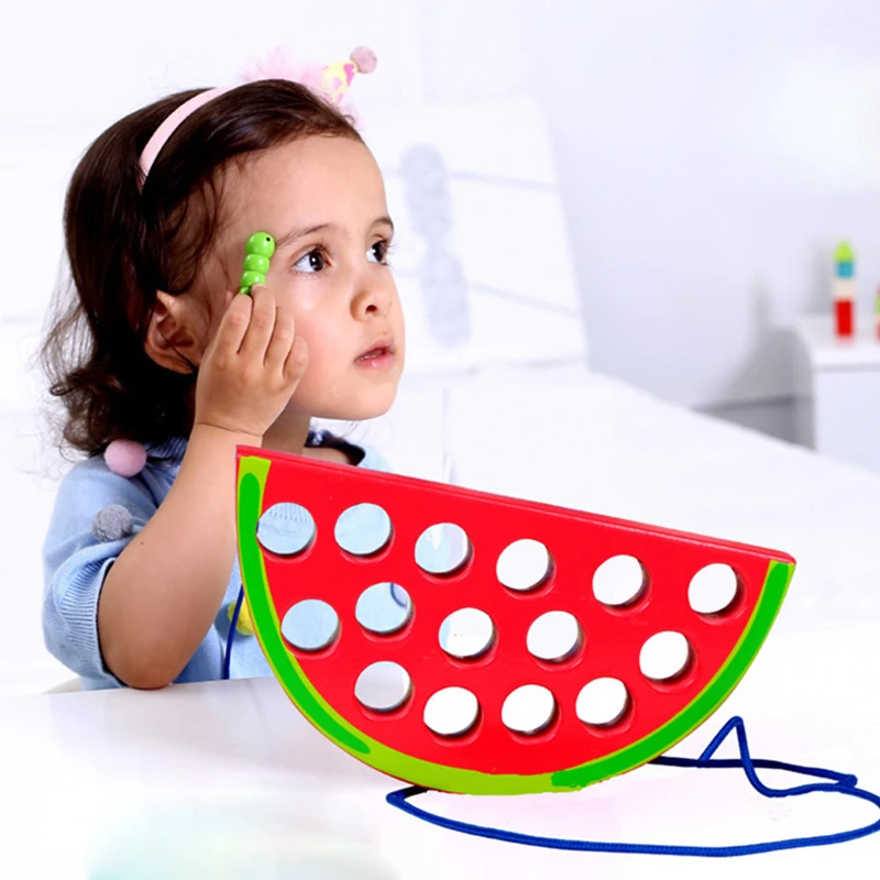 Детская игрушка montessori учебное удовольствие от нить деревянная игрушка Форма познавательная червь едят для фруктов яблок сыр раннего обучения обучающая математика игрушка