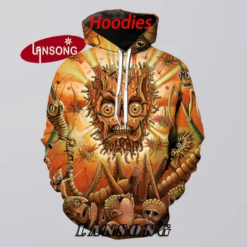 

new 3d print psychedelic ghost hoodies harajuku sweashirts/pants winter jacket men short homme clothes men hip hop streetwears