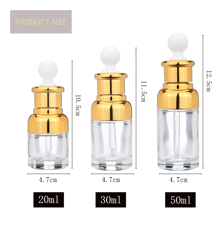 100pcs 20-50ML 유리 아로마 테라피 액체 스포이드 병 에센셜 오일 향수 병 빈 용기 여행용 리필 병