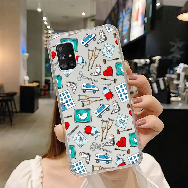 kawaii samsung phone cases Y Học Bác Sĩ Y Tá Hoạt Hình Ốp Lưng Điện Thoại Trong Suốt Dành Cho Samsung Galaxy Samsung Galaxy Một S Note 9 10 51 50 71 70 80 20 21 30S Ultra Plus silicone case samsung Cases For Samsung