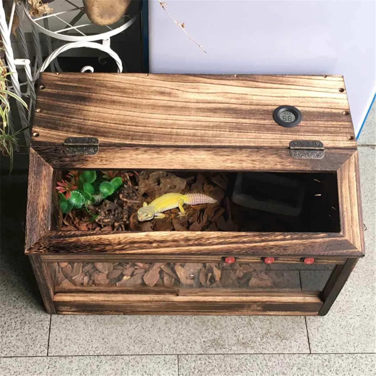 

Pet Reptiles Supplies Tools Container Wooden Terrarium Window Enclosure Cage Lizard Snake Tortoise Tank Lock Vent Pet Reptiles