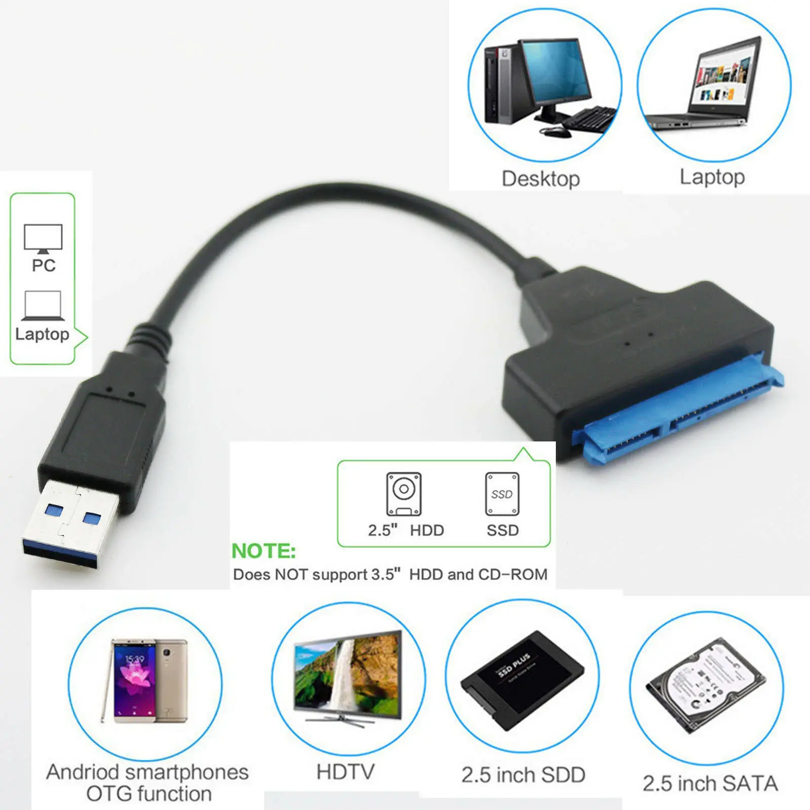 Slimline adaptador SATA Serial ATA 7 + 15 22pin ma... - Grandado