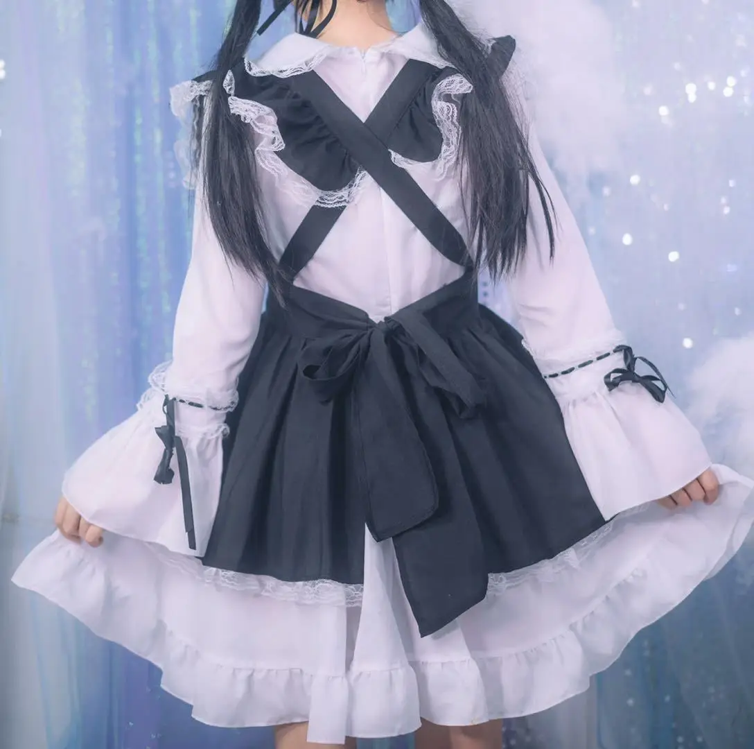 

Black And White Lolita GOTHIQUE Wind Maid Costume Cosplay Costume Lolita Dress Women's Clothing Gangster Dress