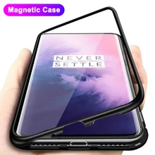 Manyetik adsorpsiyon Metal kasa OnePlus 8 7 7T Pro 6 6T 5T geri temperli cam kapak oneplus 7 6T mıknatıs kapak çapa Coque