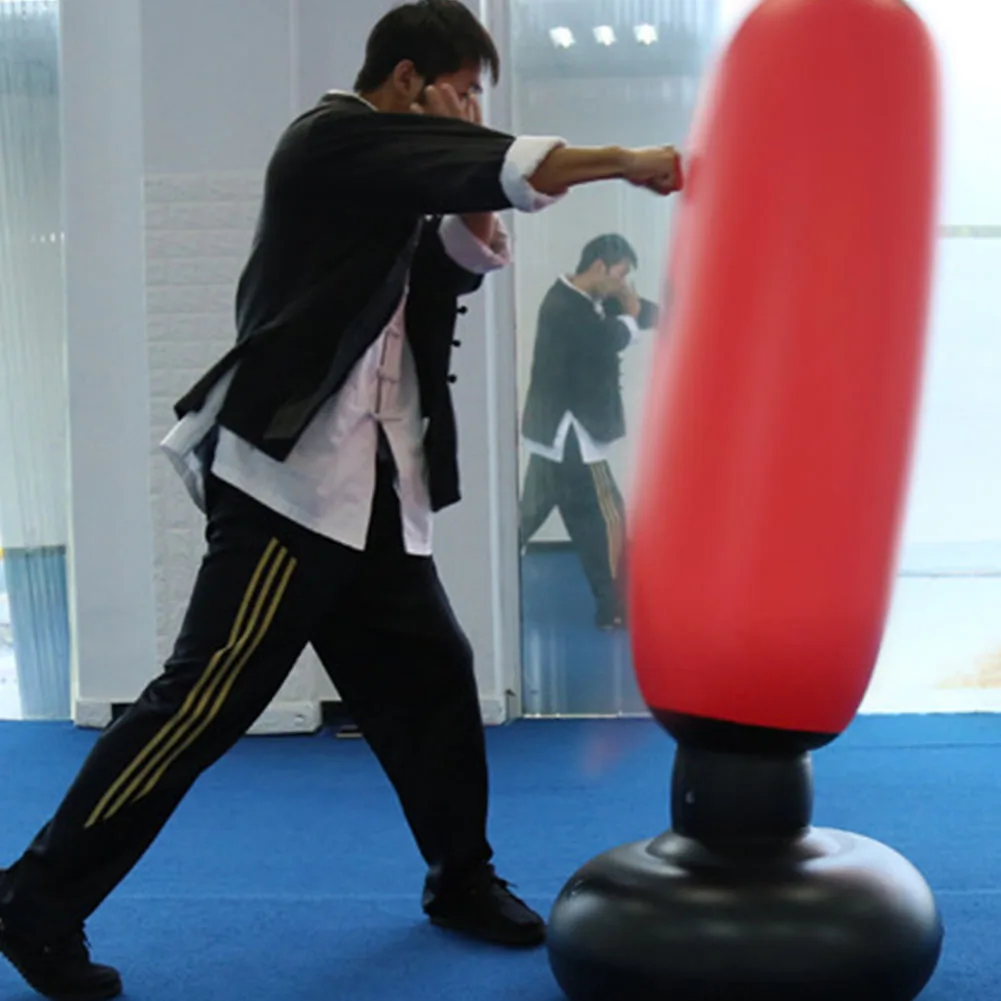 Inflatable Free Standing Pressure Relief Boxing Bag Tumbler Type Flexible PVC Children Adults Punching Increase Agility Foldable