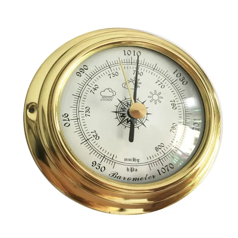 

4 Inches 4 PCS/set Thermometer Hygrometer Barometer Watches Clock Copper Shell Zirconium Marine for Weather Station