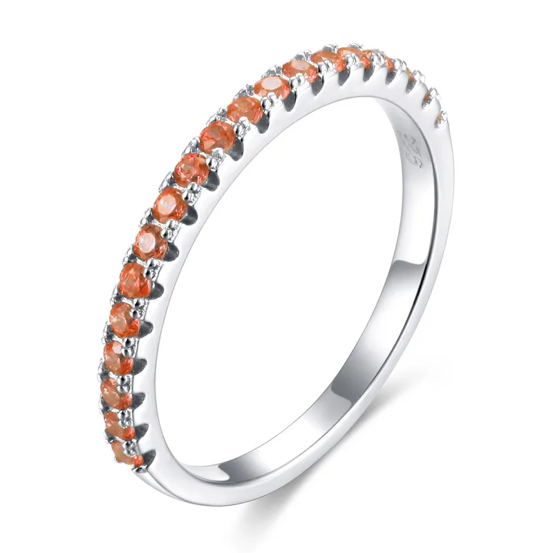 Orange-red CZ Tigrade, 925 пробы, серебряные кольца для женщин, обручальное кольцо, кубический цирконий, тонкое 2 мм кольцо, модное женское S925 ювелирное изделие, Размер 3 - Цвет основного камня: Orange-red CZ
