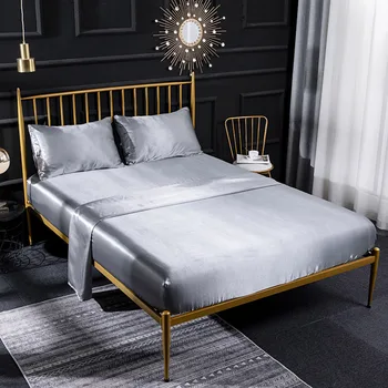 

4pcs Comfortable Easy Clean Bedding Hotel Wrinkle Free Solid Silky Smooth With Pillowcase Satin Sheets Set Deep Pocket Polyester
