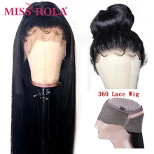 Miss Rola Brazilian Straight Hair Wig 360 Lace Frontal Wigs Human Hair Wigs Pre Plucked Wig Remy 250% Density Natural Color