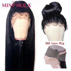 Miss Rola Brazilian Straight Hair Wig 360 Lace Frontal Wigs Human Hair Wigs Pre Plucked Wig Remy 250% Density Natural Color