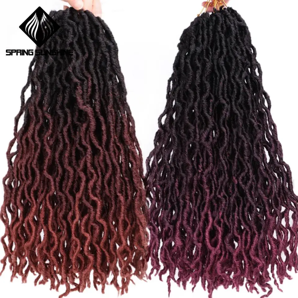 

12 18inch Nu Locs Goddess Faux Locs Curly Ombre Braiding Hair Soft Braids Synthetic Crochet Braid Hair Exntension