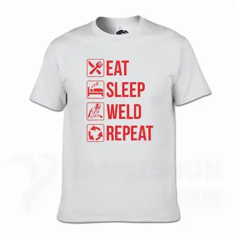 Забавная футболка для сварщика Eat Sleep Weld Repeat, Модная хлопковая Футболка 16 цветов, уличная футболка, топы с короткими рукавами