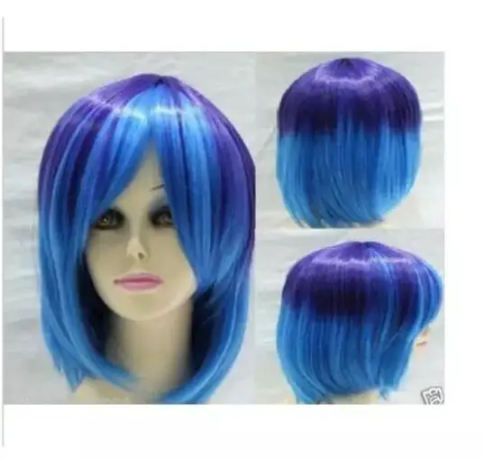 Zhao079263+_+ 401 Косплей cos синий/фиолетовый микс короткий прямой парик