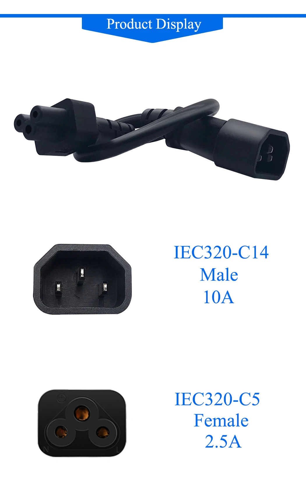 JORINDO 0,3 м-3 м/1FT-9.8FT IEC320 C14 до C5 кабель питания переменного тока, C5 в C14 конвертер, C14 3-контактный разъем для Микки-Мауса, 2.5A/10A
