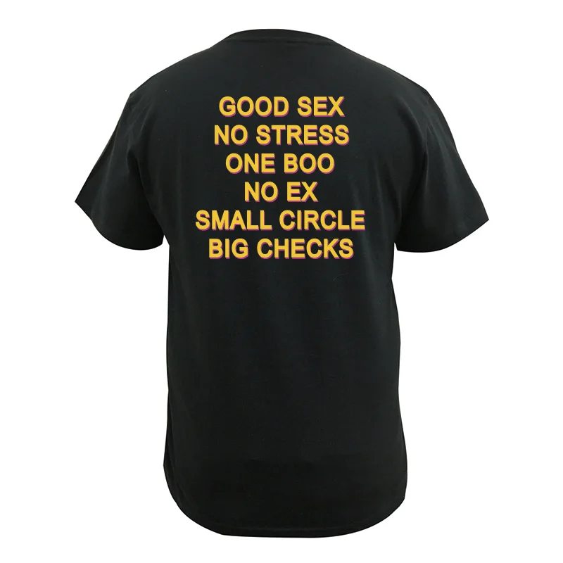 Смешная футболка с надписью «Good Sex No Stress One Boo No Ex Small Circle Big checkes», европейские размеры, хлопок