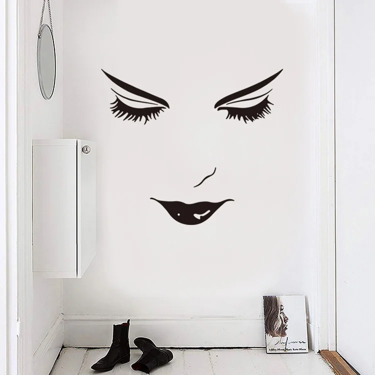 Beautiful face Wall Sticker girl room living room decoration Mural Art Decals bedroom Beautiful facial features stickers