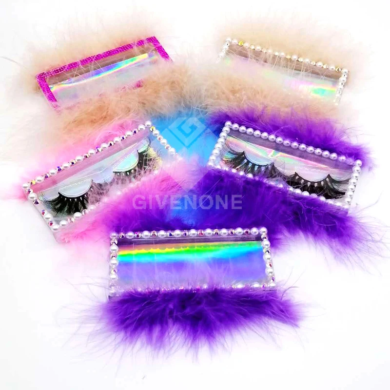 

Eyelashes Packaging Box Wholesale 25MM Mink Lashes Package Rectangular Square Glitter Faux Eyelash Case With Tray NEW Lashes Box