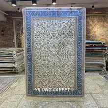 YILONG 4'x6' турецкий Шелковый ковер бежевый vantage антикварные персидские шелковые ковры ручной работы(HF287B