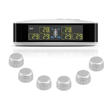 

TPMS Car Wireless Tire Pressure for RV Bus Monitoring System 6 wheels tire pressure LCD monitor system with 6 External sensors