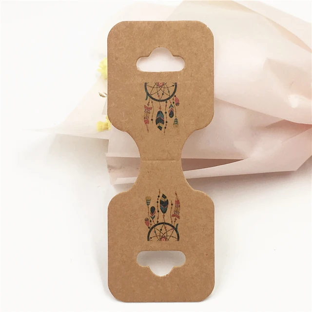 50pcs 9x3.5cm Necklace Bracelet Folding Card Jewelry Display Bracelet Flower Print Label Price Tag Cardboard DIY Gift Packaging 7