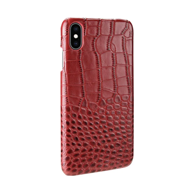 BestNull первый слой коровьей крокодиловой кожи линии задняя крышка чехол для iPhone XS смартфон - Цвет: Красный