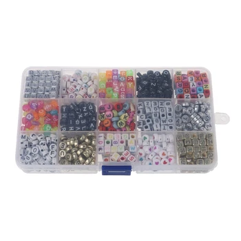 

1100PCS Mixed Color Acrylic Alphabet Letters A-Z Cube Beads for Jewelry Making new