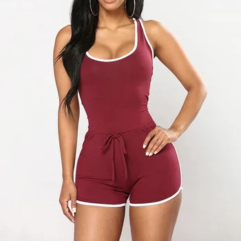 

Women Sexy Exercise Playsuits Casual Solid Sleeveless Ladies Fashion Beach Shorts Rompers comfortable Bodysuit Plus Size M-3XL