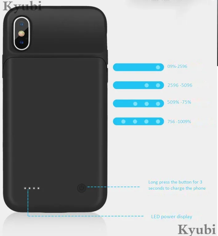 Для iphone x xs зарядное устройство чехол внешний портативный ударопрочный зарядный чехол для iphone x xs роскошный 2 в 1