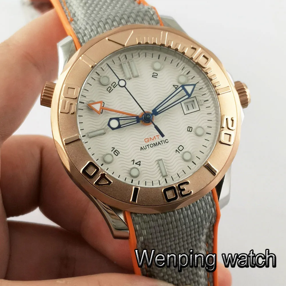 Parnis new 41mm mens top watch sapphire glass stainless steel bezel sterile dial date luminous rubber strap automatic watches