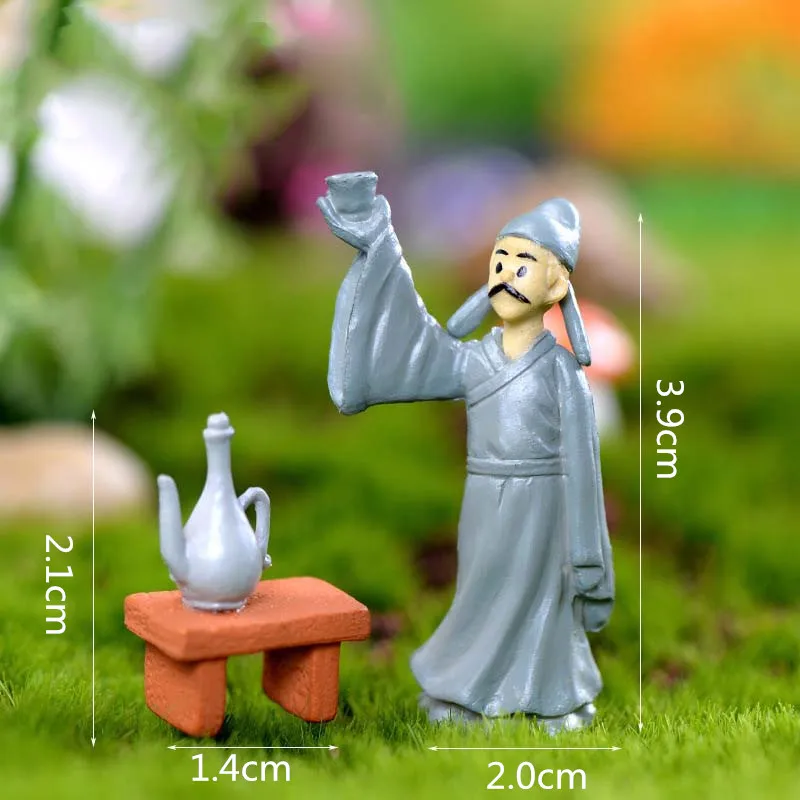 set 6 Поэт вино Урожай Китай винтажная фигурка-модель украшение для дома стеклянный Декор миниатюрное ремесло садовое сказочное украшение DIY аксессуары - Цвет: set 6