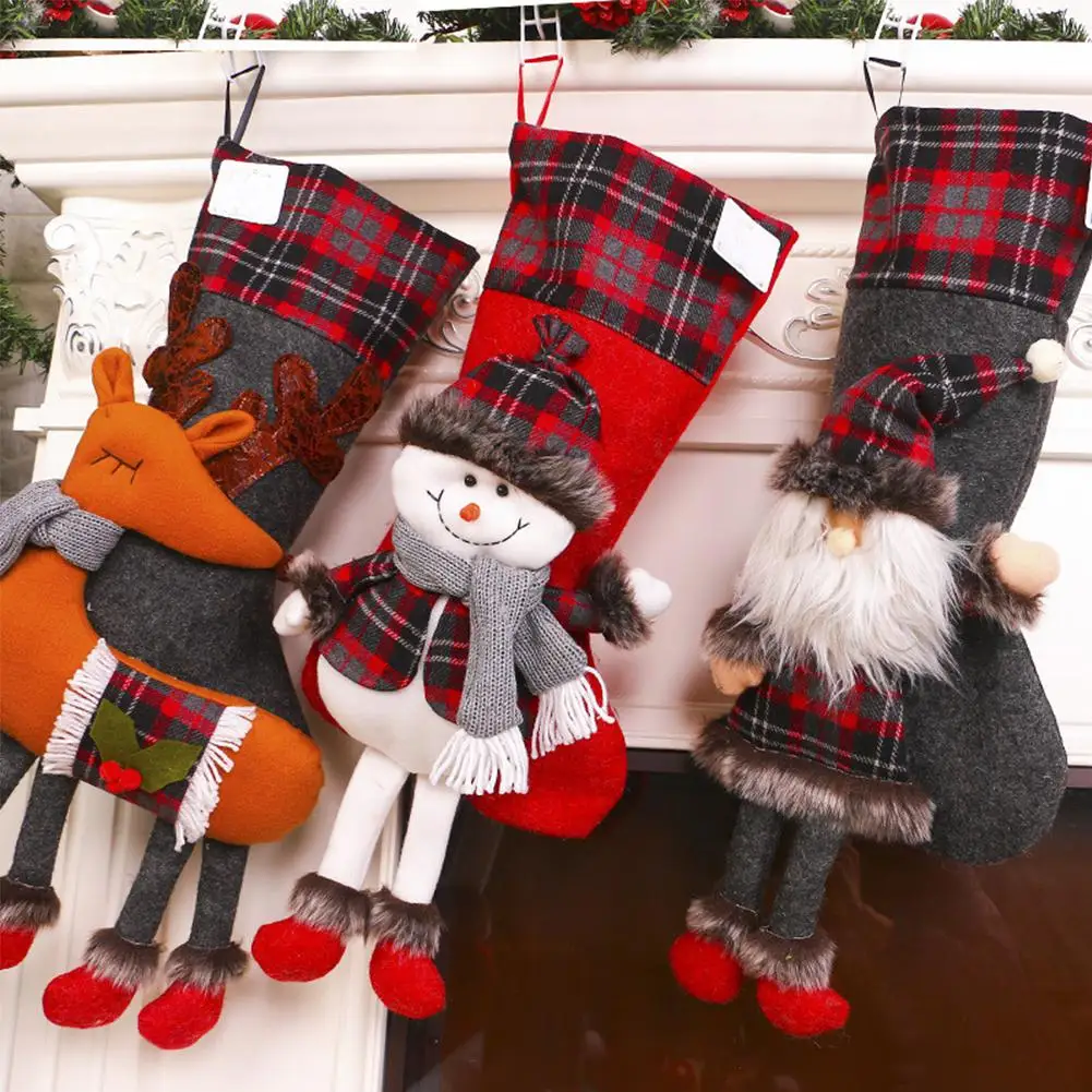 

DishyKooker 20'' Cute Christmas Stocking Decoration Stocking Holder Gift Bag Sock Tree Hanging Decoration