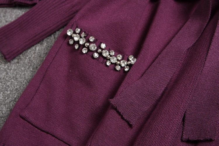 ALPHALMODA,, зимний женский теплый костюм из 3 предметов, тяжелый, со стразами, длинный кардиган с рукавами+ свитер+ штаны, женский модный костюм из 3 предметов