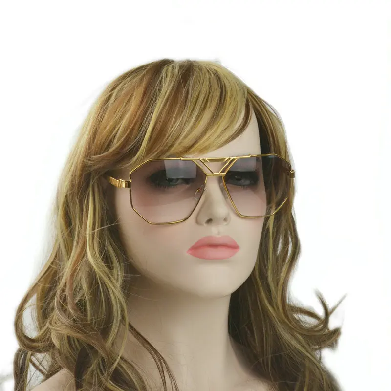 Oversized Gradient Sunglasses Fashion Ladies Metal Frame Sun Glasses Women Mask Style Shield Driving goggles Sun Glasses FML